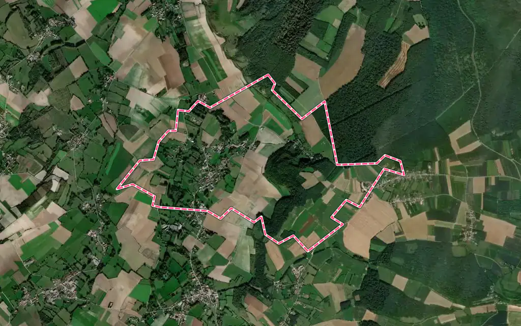 Vue satellite de Journy avec ses contours administratifs