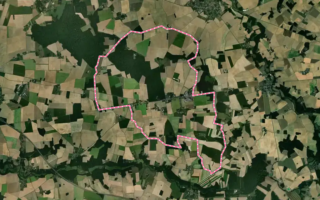 Vue satellite de Jouy avec ses contours administratifs