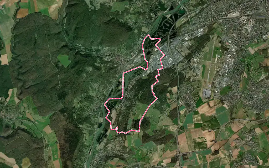 Vue satellite de Jouy-aux-Arches avec ses contours administratifs