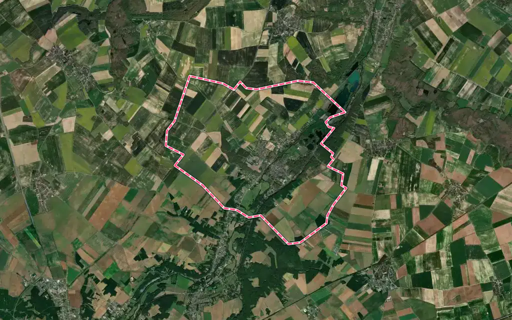 Vue satellite de Jouy avec ses contours administratifs