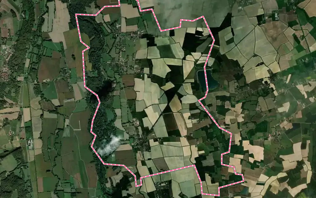 Vue satellite de Jû-Belloc avec ses contours administratifs