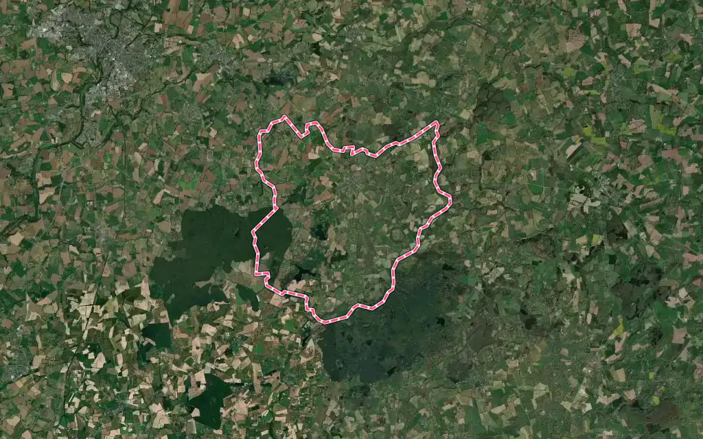 Vue satellite de Jublains avec ses contours administratifs