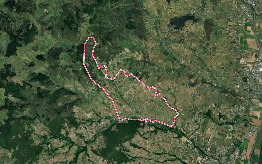 Vue satellite de Juliénas avec ses contours administratifs