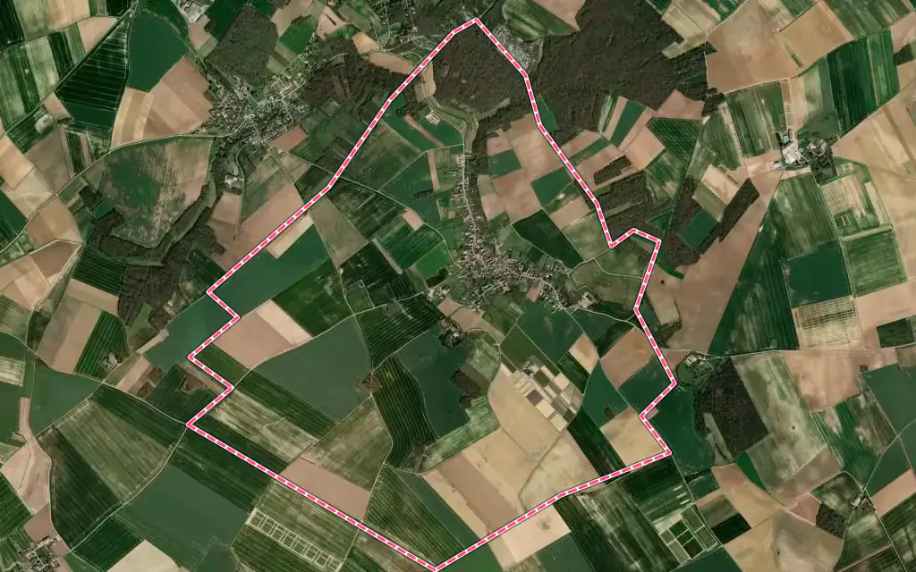Vue satellite de Jumeauville avec ses contours administratifs