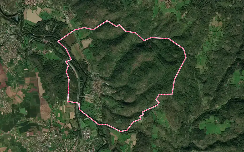 Vue satellite de Jumeaux avec ses contours administratifs