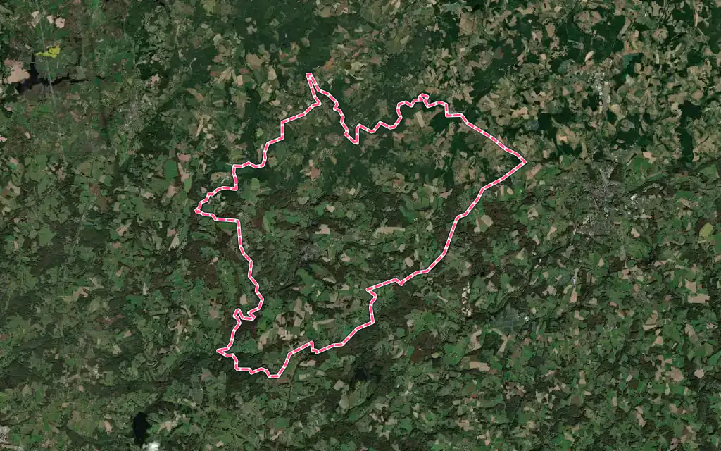 Vue satellite de Jumilhac-le-Grand avec ses contours administratifs