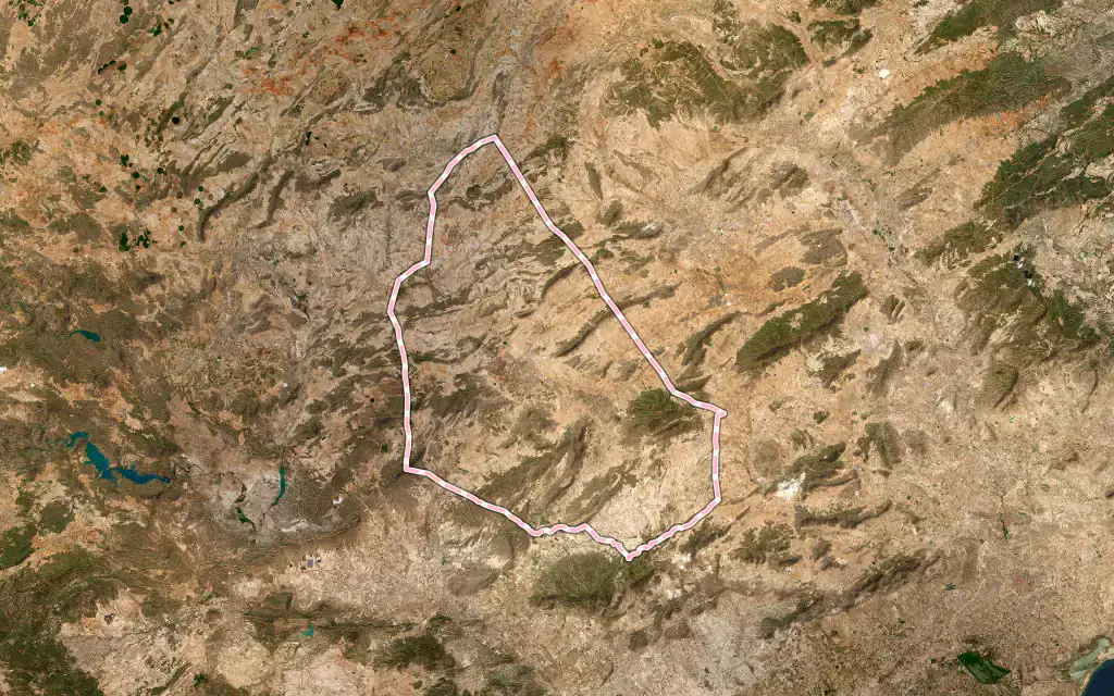 Vista satélite de Jumilla con su contorno administrativo