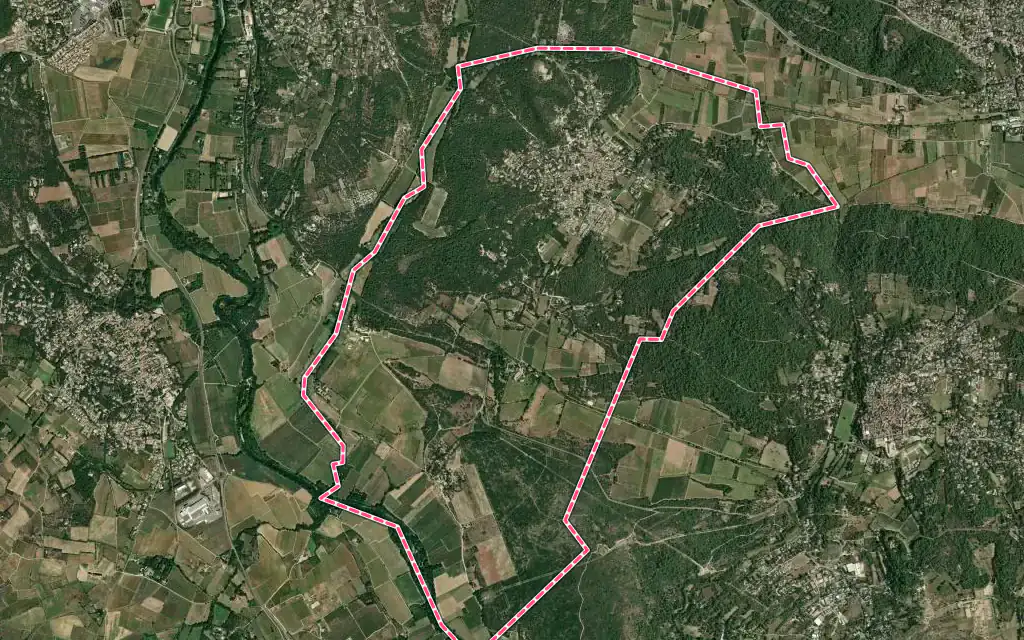 Vue satellite de Junas avec ses contours administratifs
