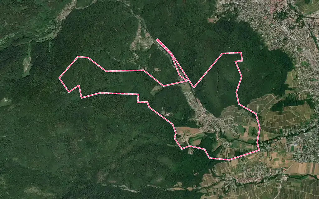 Vue satellite de Jungholtz avec ses contours administratifs