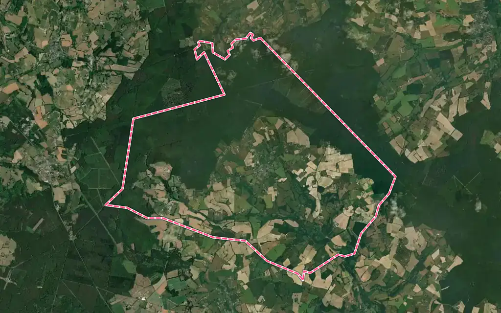 Vue satellite de Jupilles avec ses contours administratifs