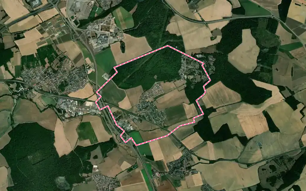 Vue satellite de Jury avec ses contours administratifs