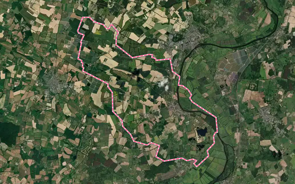 Vue satellite de Juvardeil avec ses contours administratifs