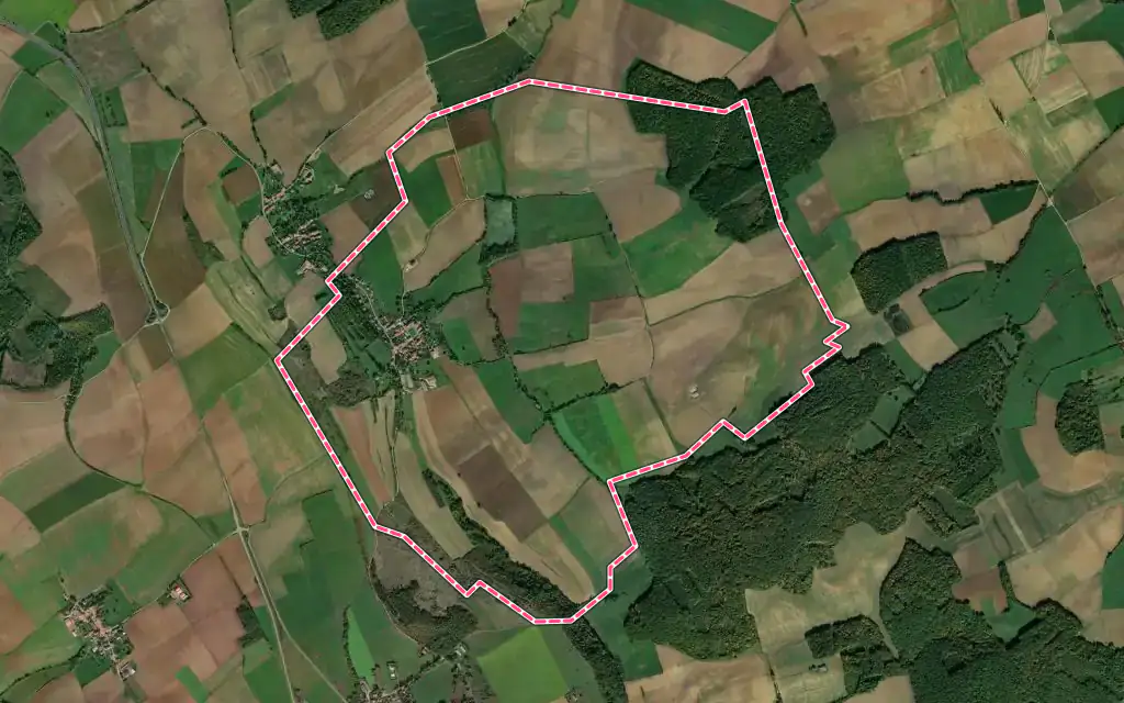 Vue satellite de Juville avec ses contours administratifs