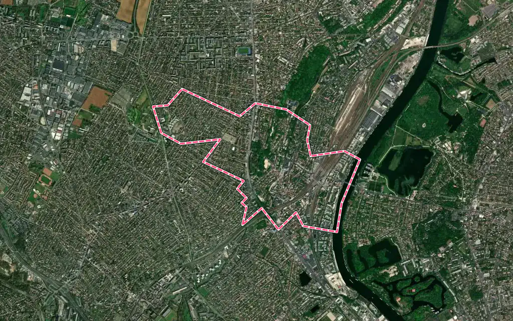 Vue satellite de Juvisy-sur-Orge avec ses contours administratifs