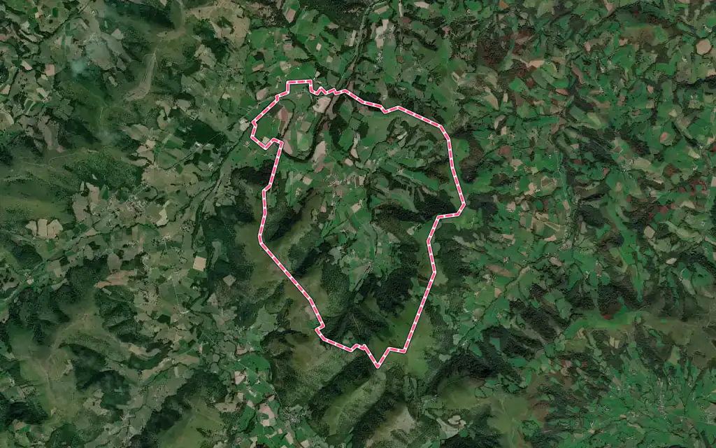 Vue satellite de Juxue avec ses contours administratifs