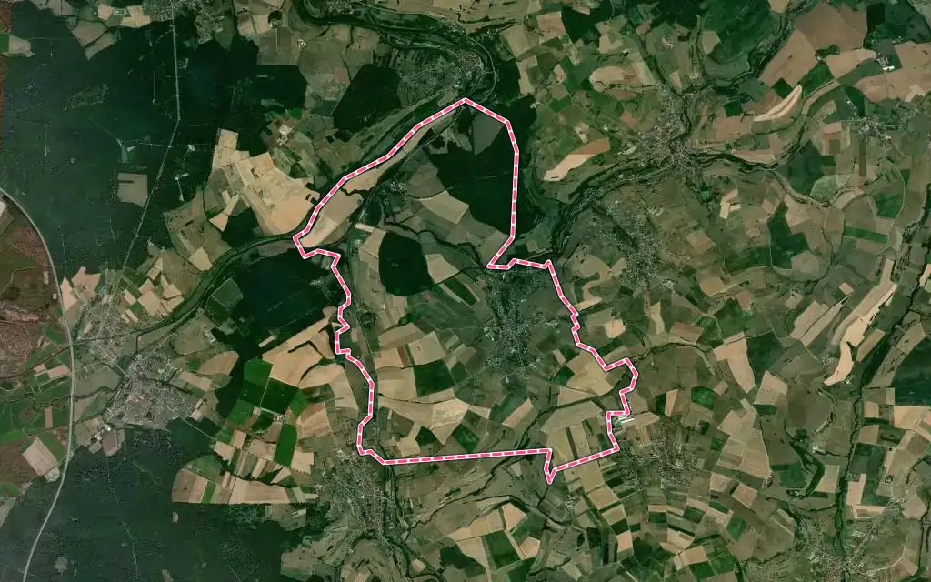 Vue satellite de Kalhausen avec ses contours administratifs