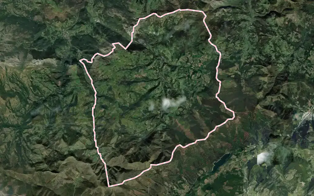 Vista satélite de Karrantza Harana / Valle de Carranza con su contorno administrativo