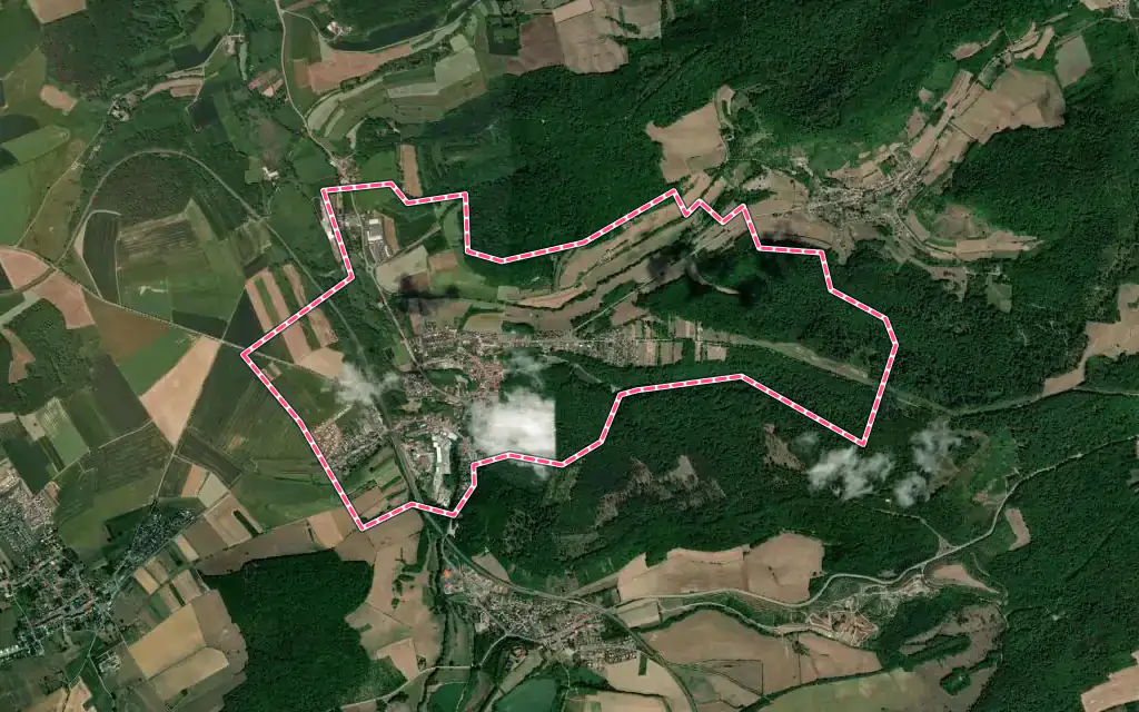 Vue satellite de Kédange-sur-Canner avec ses contours administratifs
