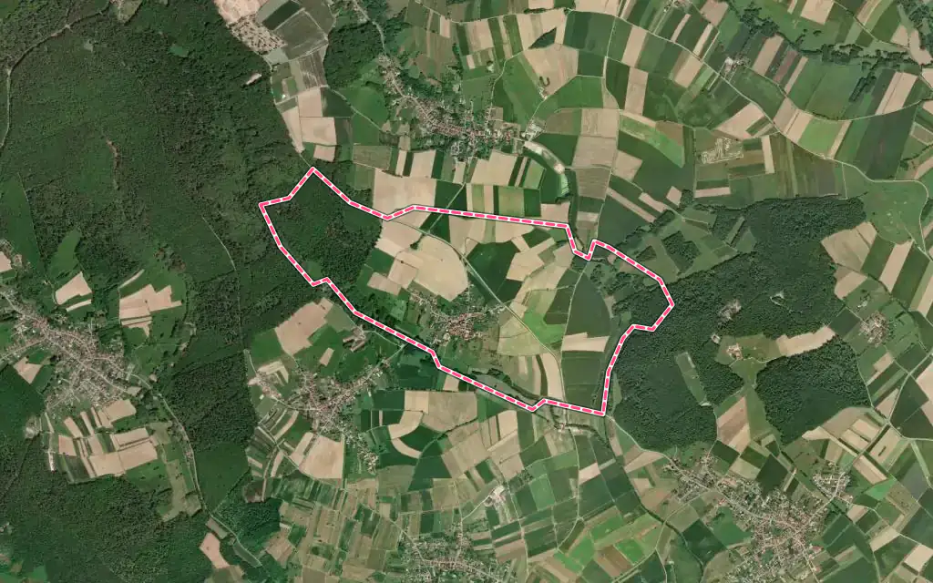 Vue satellite de Keffenach avec ses contours administratifs