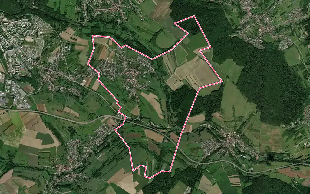 Vue satellite de Kerbach avec ses contours administratifs