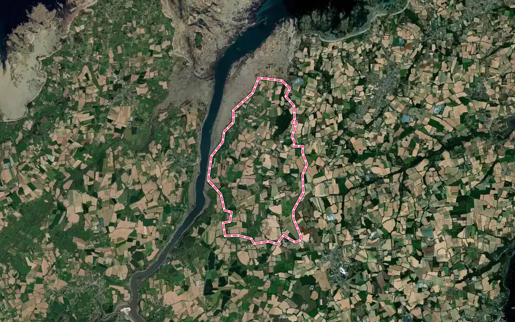 Vue satellite de Kerbors avec ses contours administratifs