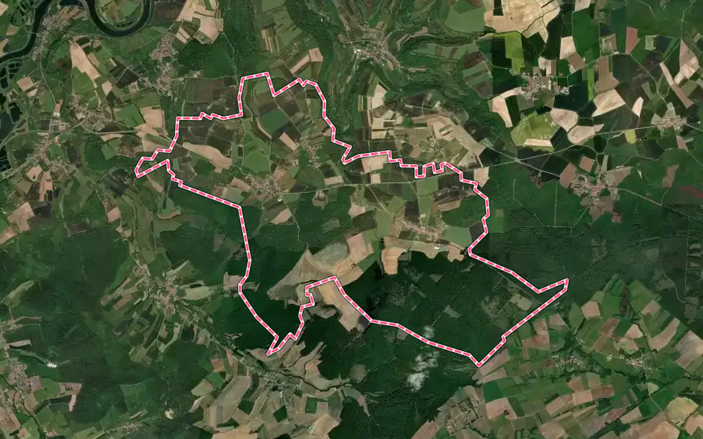 Vue satellite de Kerling-lès-Sierck avec ses contours administratifs