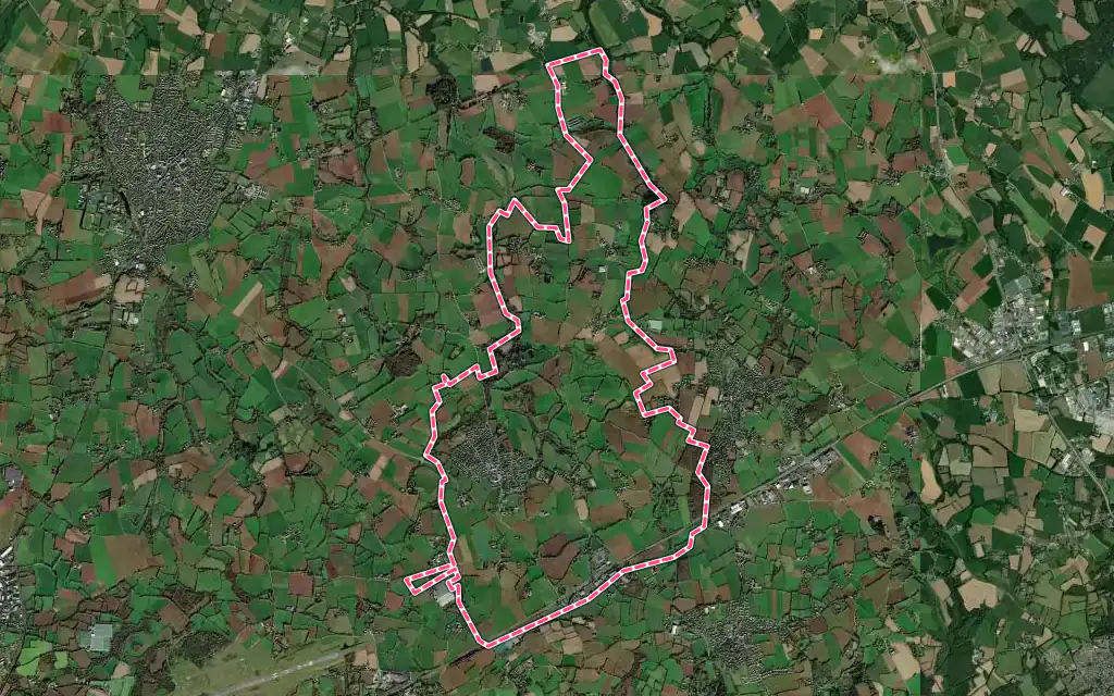 Vue satellite de Kersaint-Plabennec avec ses contours administratifs