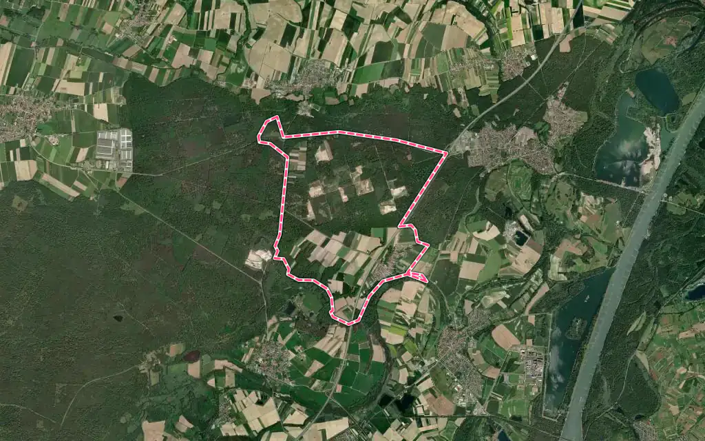 Vue satellite de Kesseldorf avec ses contours administratifs