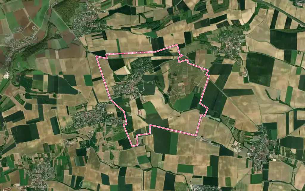 Vue satellite de Kienheim avec ses contours administratifs