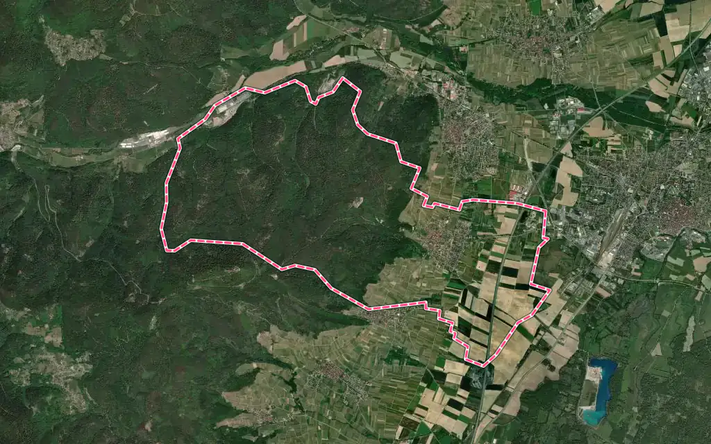 Vue satellite de Kintzheim avec ses contours administratifs