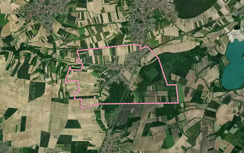 Vue satellite de Kurtzenhouse avec ses contours administratifs