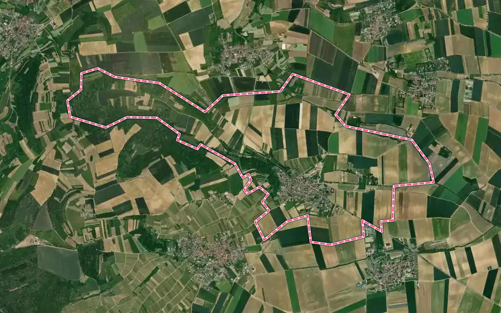 Vue satellite de Kuttolsheim avec ses contours administratifs