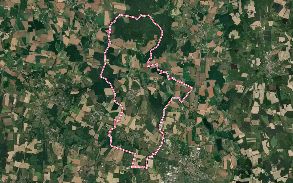 Vue satellite de L'Abergement-Clémenciat avec ses contours administratifs