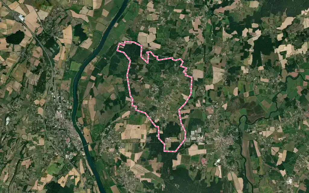 Vue satellite de L'Abergement-de-Cuisery avec ses contours administratifs