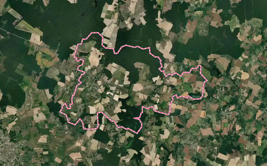 Vue satellite de L'Abergement-Sainte-Colombe avec ses contours administratifs