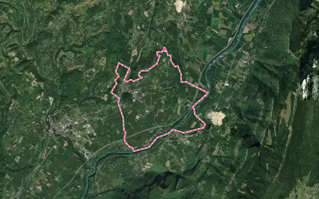 Vue satellite de L'Albenc avec ses contours administratifs