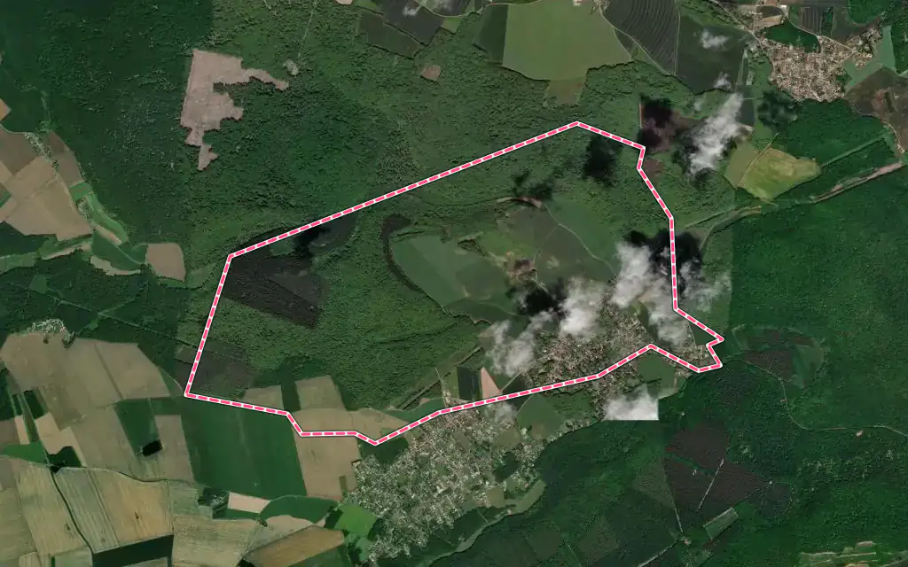 Vue satellite de L'Habit avec ses contours administratifs