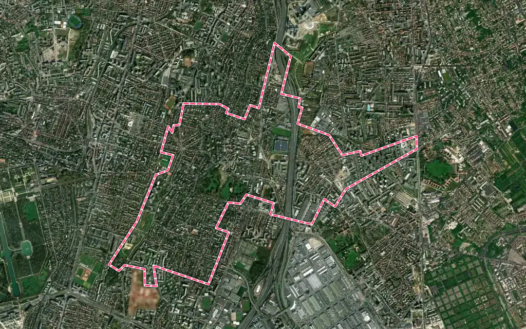 Vue satellite de L'Haÿ-les-Roses avec ses contours administratifs