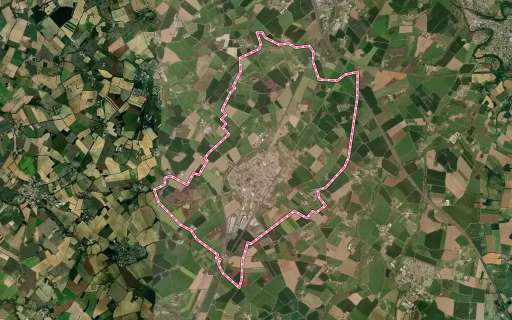Vue satellite de L'Herbergement avec ses contours administratifs