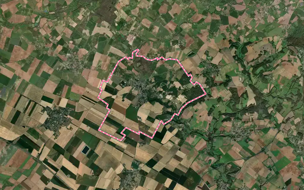 Vue satellite de L'Hermenault avec ses contours administratifs
