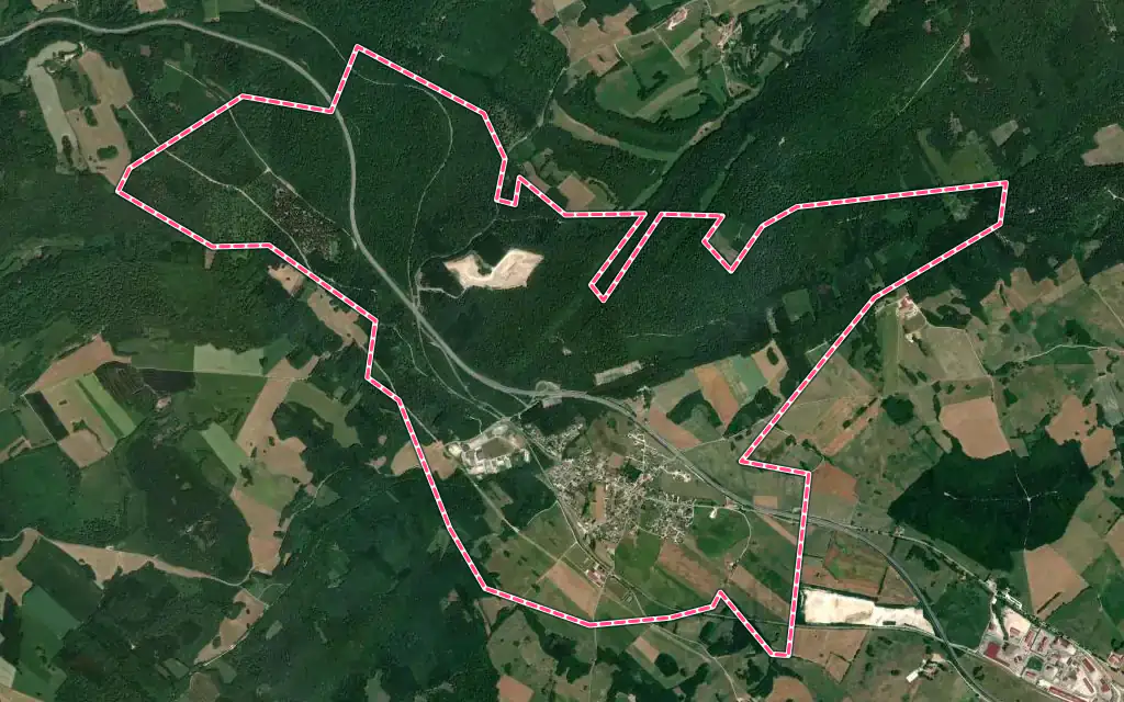 Vue satellite de L'Hôpital-du-Grosbois avec ses contours administratifs