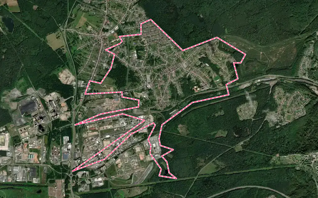 Vue satellite de L'Hôpital avec ses contours administratifs