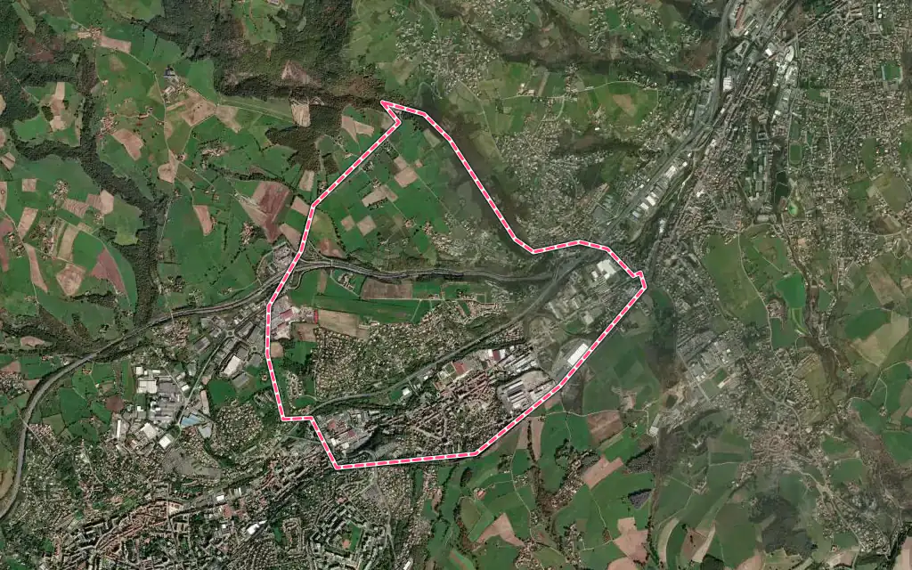 Vue satellite de L'Horme avec ses contours administratifs