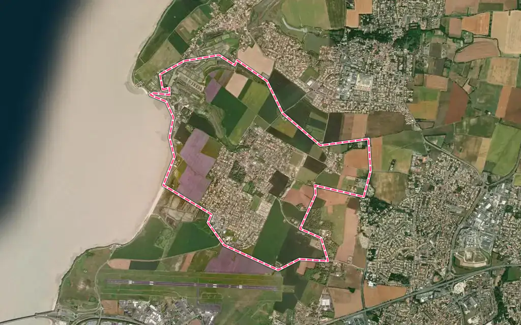 Vue satellite de L'Houmeau avec ses contours administratifs