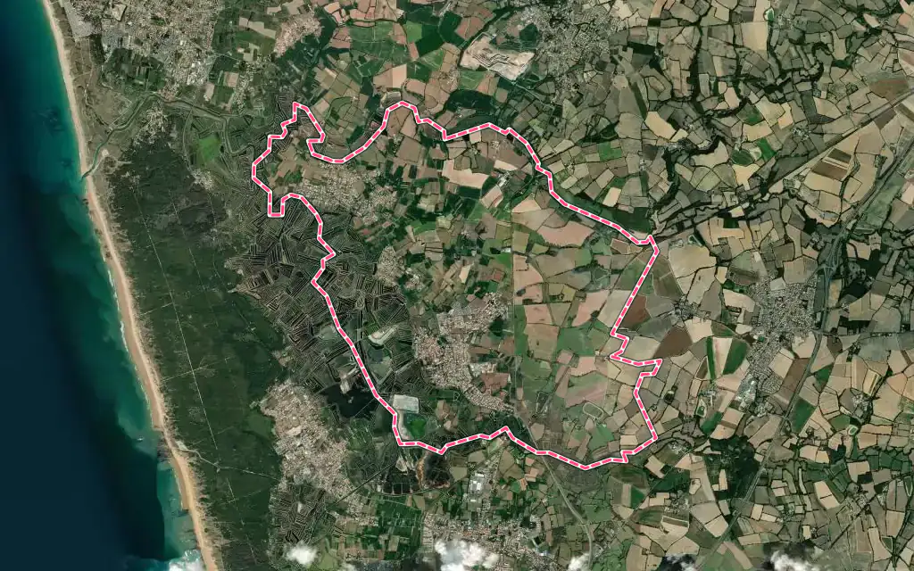 Vue satellite de L'Île-d'Olonne avec ses contours administratifs