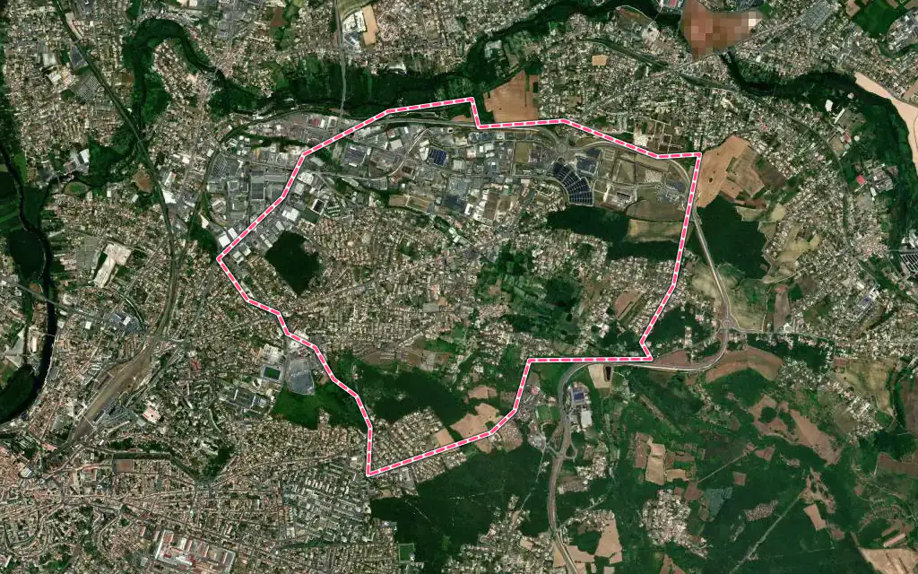 Vue satellite de L'Isle-d'Espagnac avec ses contours administratifs