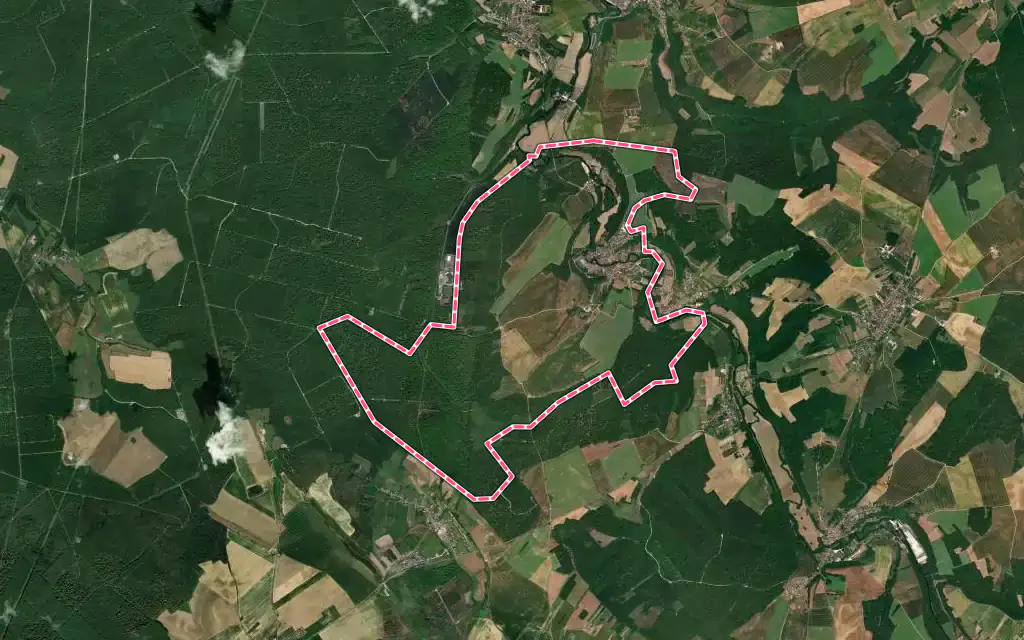 Vue satellite de L'Isle-en-Rigault avec ses contours administratifs