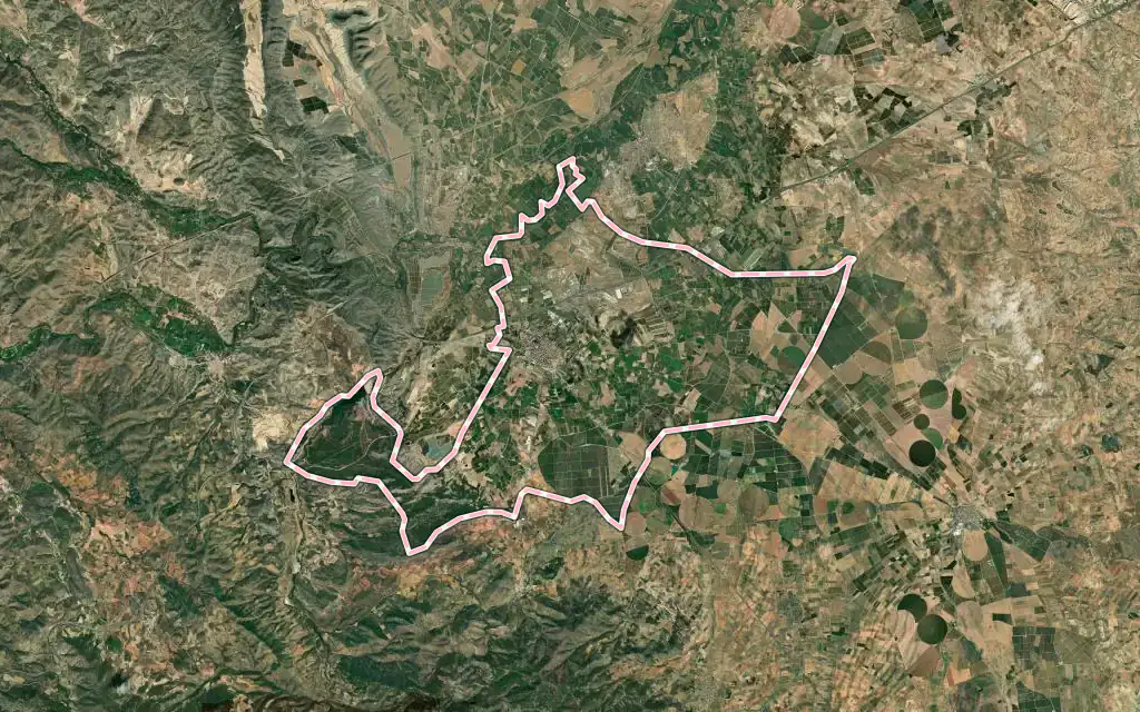 Vista satélite de La Almunia de Doña Godina con su contorno administrativo