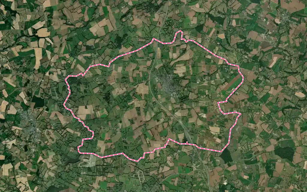 Vue satellite de La Baconnière avec ses contours administratifs