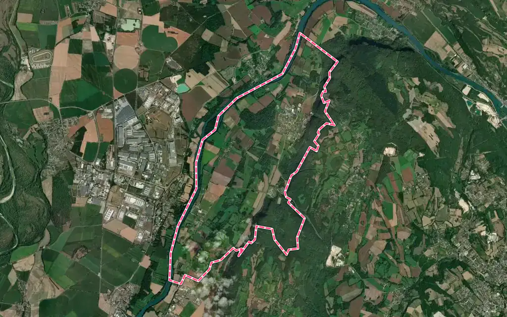 Vue satellite de La Balme-les-Grottes avec ses contours administratifs